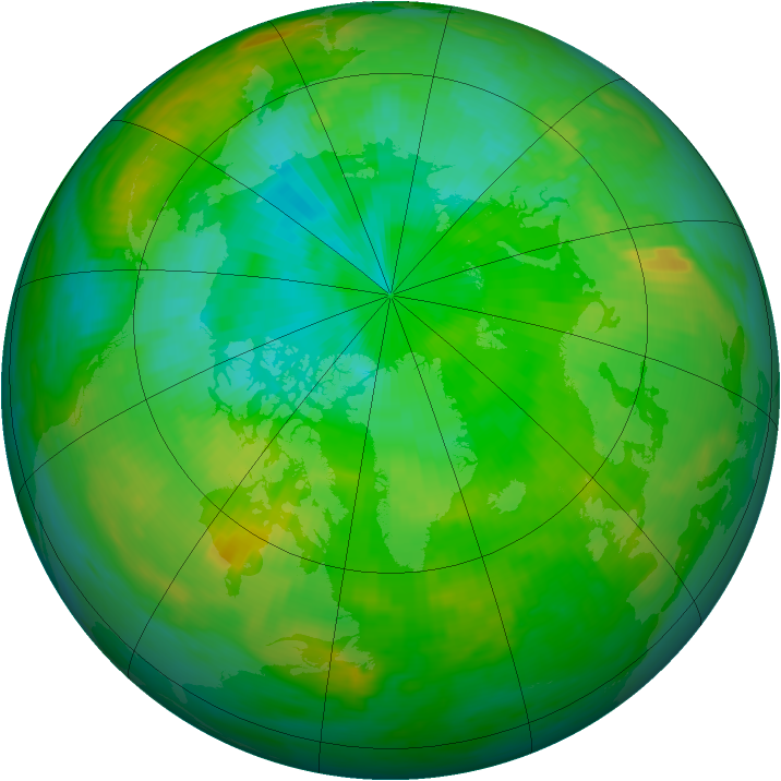 Arctic ozone map for 10 July 1992